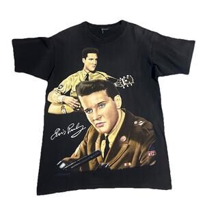 Vintage Elvis Presley Black Single Stitch T-shirt Size XL 90s